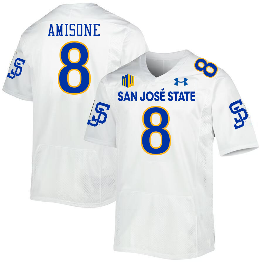 #8 Tama Amisone SJSU Jersey,San Jose State Spartans Football Jersey College Uniforms-White
